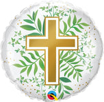 Qualatex Mylar & Foil Golden Cross/Greenery 18″ Balloon