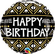 Qualatex Mylar & Foil Happy Birthday Mud Cloth Print 18″ Balloon