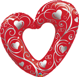 Qualatex Mylar & Foil Hearts & Filigree Red Heart 42″ Balloon