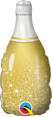Qualatex Mylar & Foil Mini Gold Bubbly Wine Bottle (requires heat-sealing) 14″ Balloon