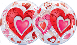 Qualatex Mylar & Foil Red Heart & Filigree 22″ Bubble Balloon