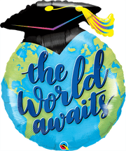 Qualatex Mylar & Foil The World Awaits Graduation 36″ Balloon