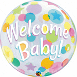 Welcome Baby Colorful Dots 22″ Bubble Balloon