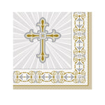 5" Beverage Napkins - Radiant Cross Gold and Silver (16ct) - Unique