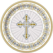 9" Paper Plates - Radiant Cross Religious Gold & Silver (8ct) - Unique