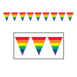 Rainbow Pennant Banner 11″ x 12′ by Beistle from Instaballoons