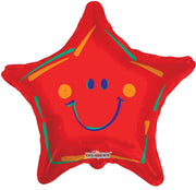 red SV Red Smiley Star 18″ Foil Balloons by Convergram from Instaballoons