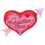 Retro Valentine Heart Arrow 32″ Foil Balloon by Betallic from Instaballoons