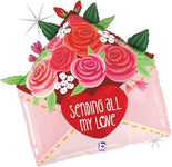 Sending Love Roses Envelope 25″ Foil Balloon by Betallic from Instaballoons