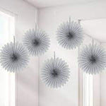 Silver Mini Hanging Fans 5ct - Amscan