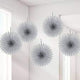 Silver Mini Hanging Fans 5ct - Amscan