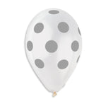 Silver Polka Dot Crystal Clear 12″ Latex Balloons by Gemar from Instaballoons