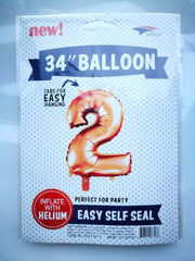 SoNice Mylar & Foil Rose Gold Number 2 34″ Balloon