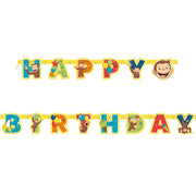 6.5ft Curious George Jointed Happy Birthday Banner