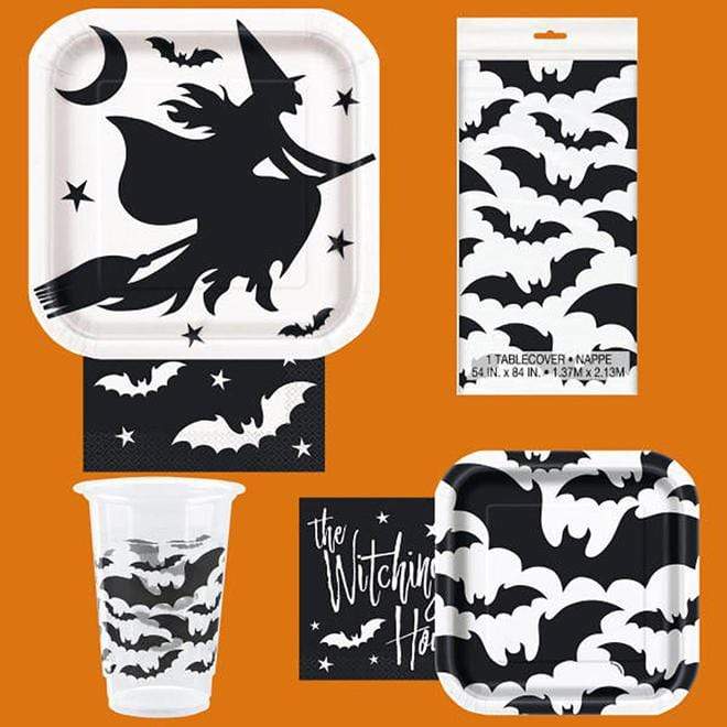 Unique Black Bats Halloween Square Dinner Plates 9″ (8 count)