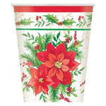 Unique Festive Poinsettia 9oz Cups (8 count)