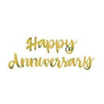 Unique Gold Script Foil  "Happy Anniversary" Banner