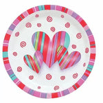 7" Paper Plates - Hearts and Stripes (20ct) - Unique