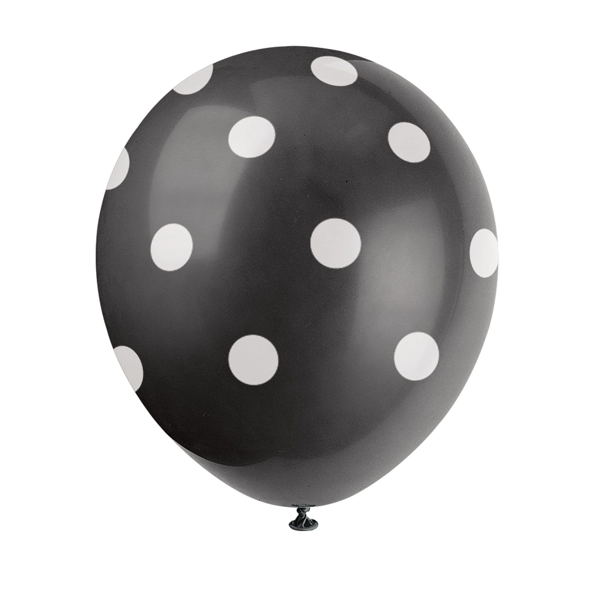 Unique Latex Midnight Black 12" Latex Balloons With Polka Dots (6)