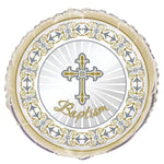 Unique Mylar & Foil Gold & Silver Radiant Cross Baptism 18" Foil Balloon