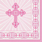 Unique Mylar & Foil Pink Radiant Cross Beverage Napkins