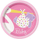 Baby Girl Stork Plates 7″