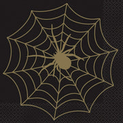 Unique Party Supplies Black & Gold Spider Web Luncheon Napkins (16 count)