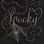 Unique Party Supplies Black & Gold Spooky Spider Web Beverage Napkins (16 count)