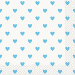 Unique Party Supplies Blue Hearts Baby Shower Beverage Napkins (16 count)