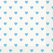 Unique Party Supplies Blue Hearts Baby Shower Beverage Napkins (16 count)