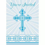 Unique Party Supplies Blue Radiant Cross Invitations (8 count)