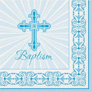 Unique Party Supplies Blue Radiant Cross Lunch Napkins Baptism Balloons (16 count)