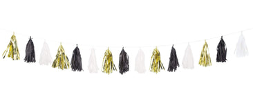 Unique Party Supplies Gold, Black & White 9-Foot Tassel Garland