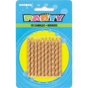 Unique Party Supplies Gold Spiral Candles (10 count)