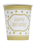 Unique Party Supplies Golden Bday Cups 9oz (8 count)