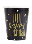 Unique Party Supplies Metallic Gold Silver Happy Birthday Cups 9oz (8 count)