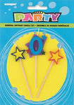 Unique Party Supplies Number 0 Star Candles Set (3 count)