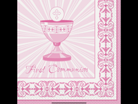 Unique Party Supplies Pink Communion Napkin (16 count)