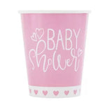 Unique Party Supplies Pink Hearts Baby Shower Paper Cups 9 oz (8 count)