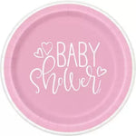 Unique Party Supplies Pink Hearts Baby Shower Round Dessert Plates 7″ (8 count)