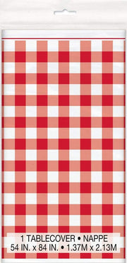 Unique Party Supplies Red Gingham Rectangular Plastic Table Cover