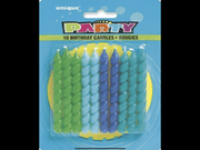 Unique Party Supplies Spiral Candles Blue Green (10 count)