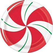 Unique Peppermint Christmas Paper Plates 9″ (8 count)