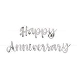 Unique Silver Script Foil "Happy Anniversary" Banner