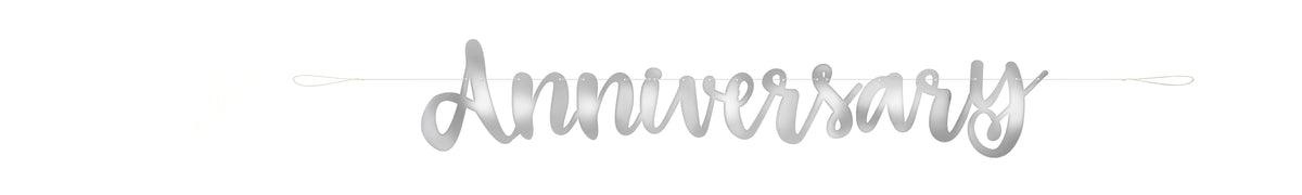 Unique Silver Script Foil "Happy Anniversary" Banner
