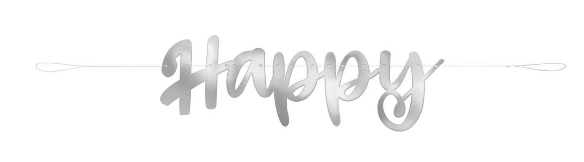 Unique Silver Script Foil "Happy Anniversary" Banner
