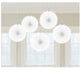 White Mini Hanging Fans 5ct - Amscan