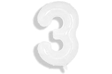 White Number 3 34″ Foil Balloon by Winner from Instaballoons